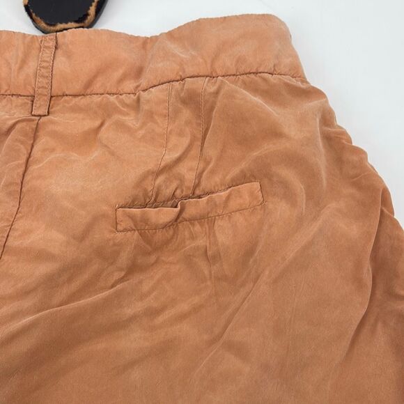 Anthropologie Sancia High-Rise Pleated Paper Bag Bermuda Shorts Apricot Small - Picture 7 of 11